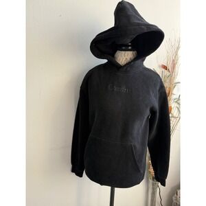 Comfrt Women Black Oversized Fleece Hoodie Sweatshirt Embroidered Logo Pullover